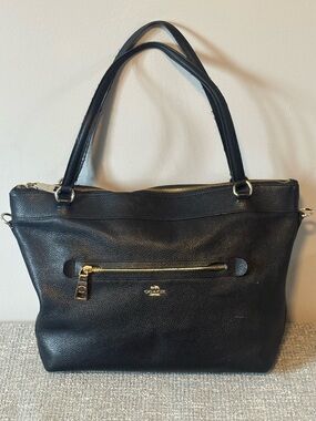 COACH Tyler Black Pebbled Leather Shoulder Tote #F54687